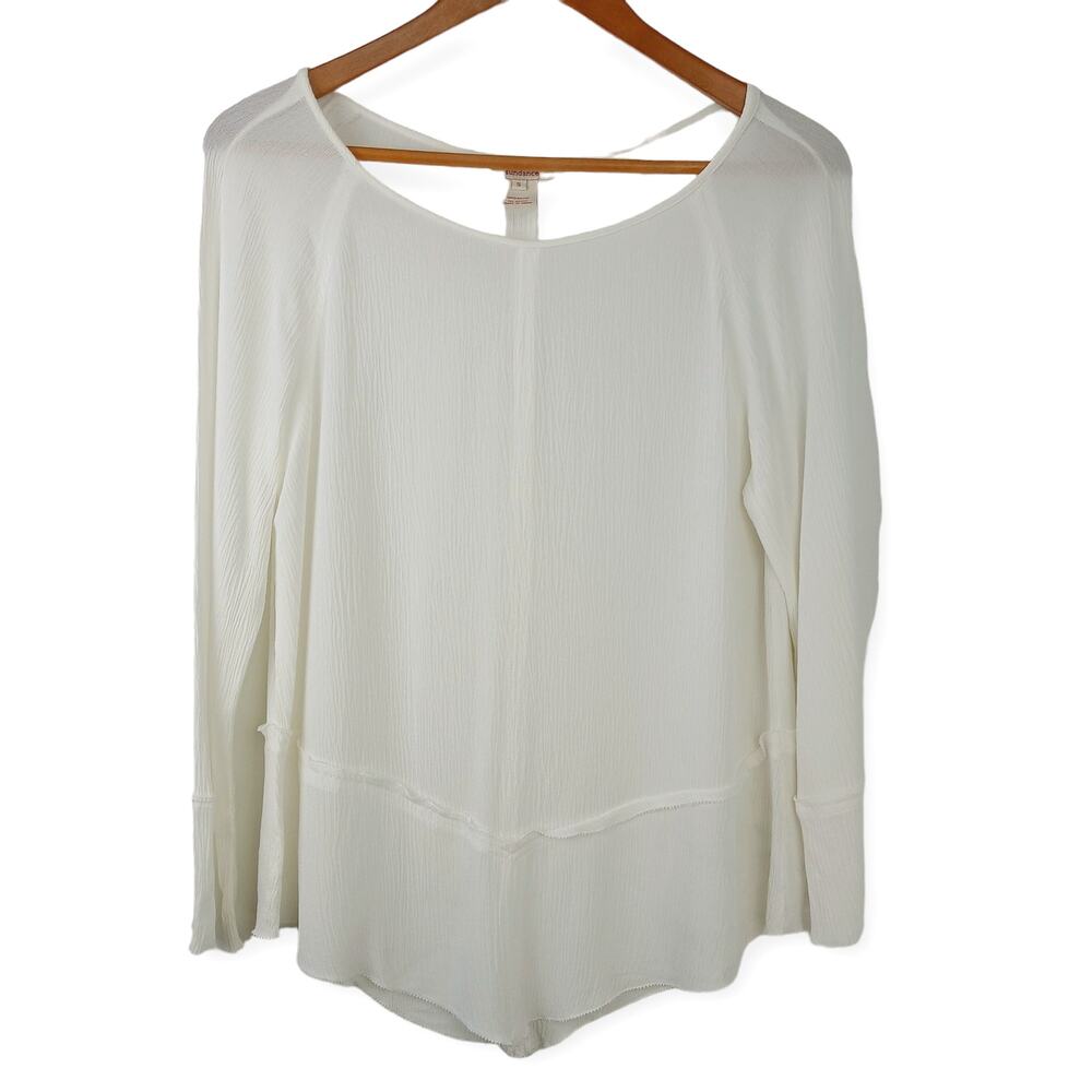Sundance SZ S Cream Rayon Lightweight Long Sleeve Blouse